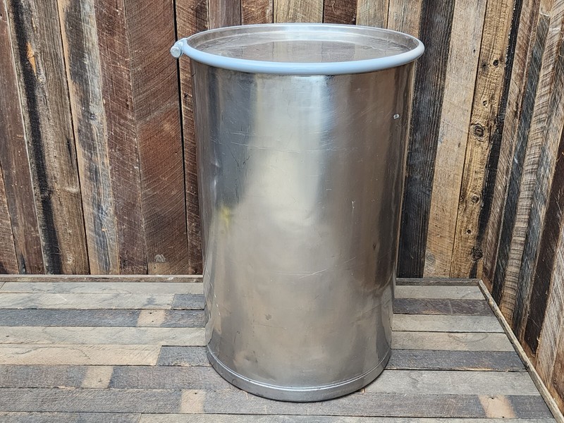 55 Gal Stainless Sanitary Seamless Drum Barrel Open Head Top USED gallery