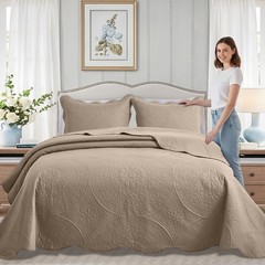 Reversible Bedspread Set Lightweight Breathable Quilt Coverlet Bedding Throw