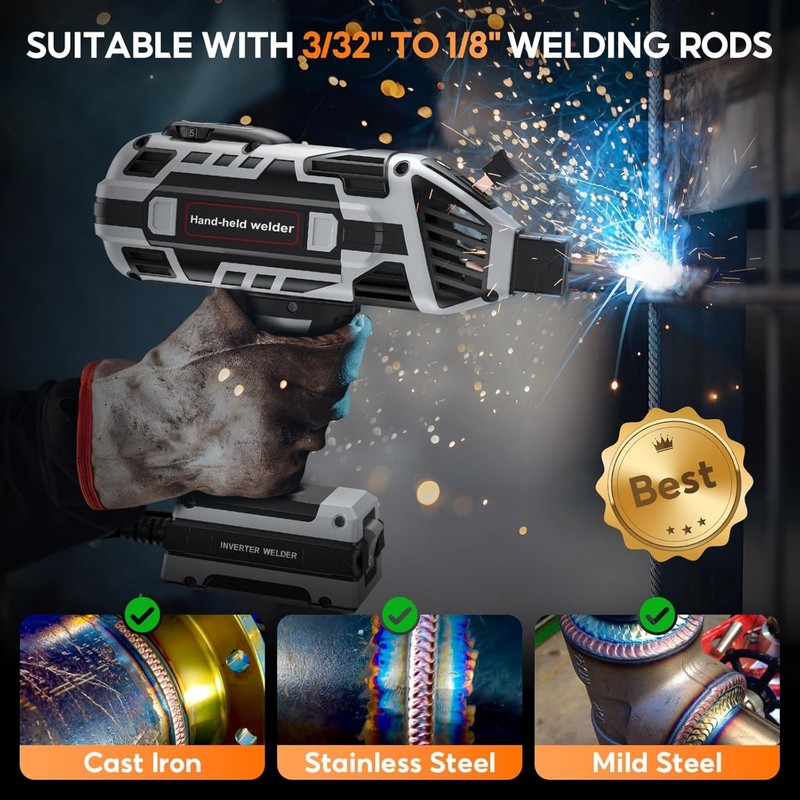 Portable Handheld Welding Machine - 110V IGBT Inverter Handheld Welder, 20-120A gallery