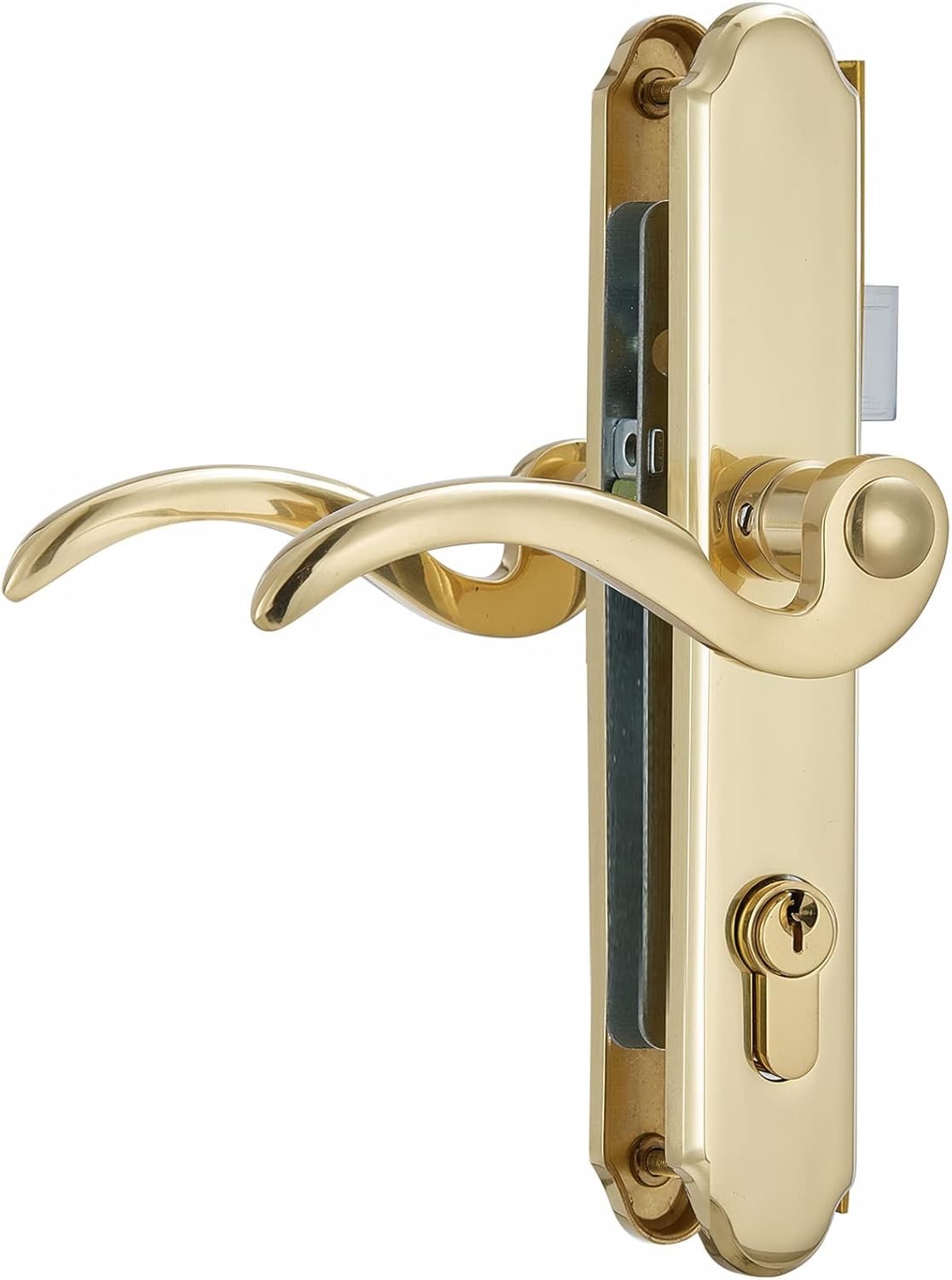 Storm Door Handle Replacement Kit with Lock and Key, Gold Security Door gallery