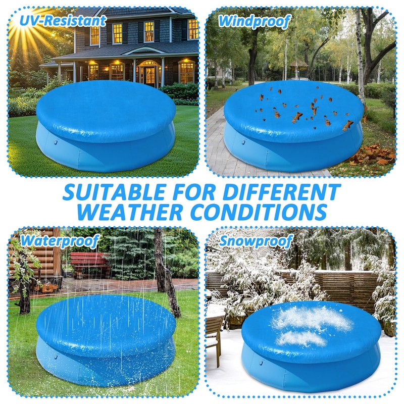 10FT Round Inflatable Above Ground Pool Cover，Round Pool Cover with Drawstrin... gallery