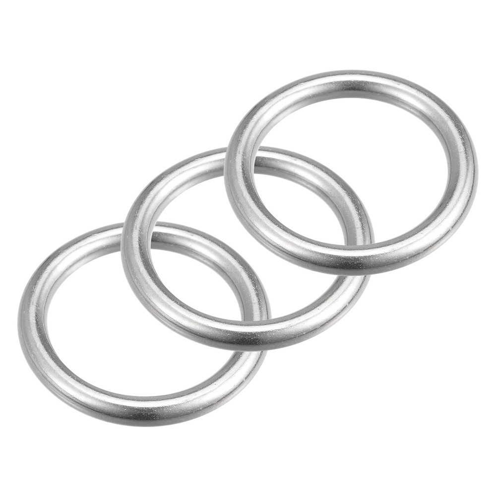 316 Stainless Steel Round Ring Welded O-Rings 35mm 1.38" ID 6mm Thick 3pcs