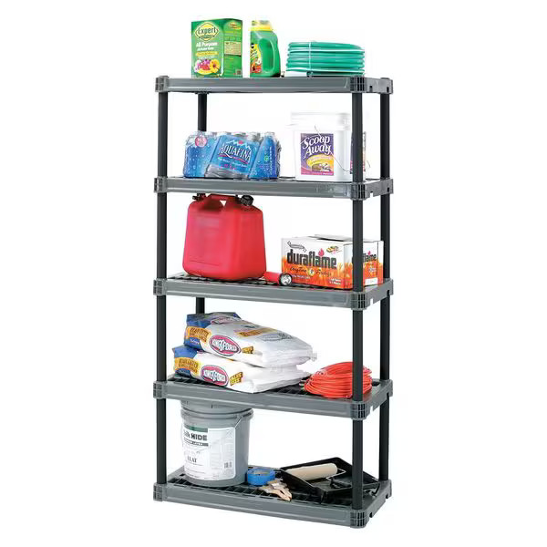 Freestanding Plastic Shelving, Open Style, 18 in D, 36 in W, 74 in H, 5 Shelves, gallery