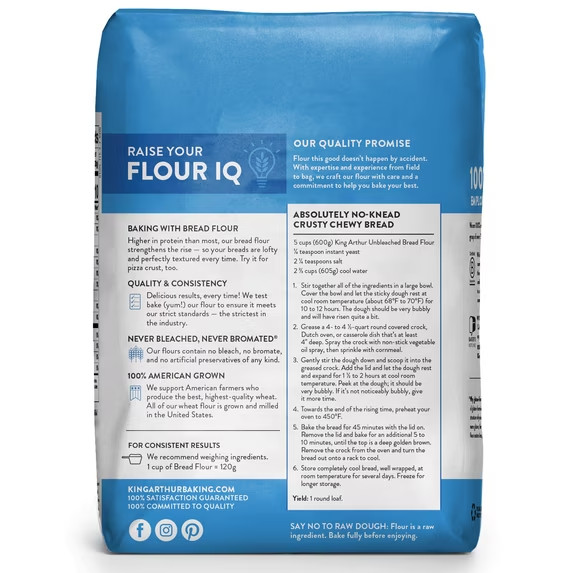 King Arthur Flour Unbleached Bread Flour 5 lb. Bag (3 PACK) FREE & FAST SHIPPING gallery