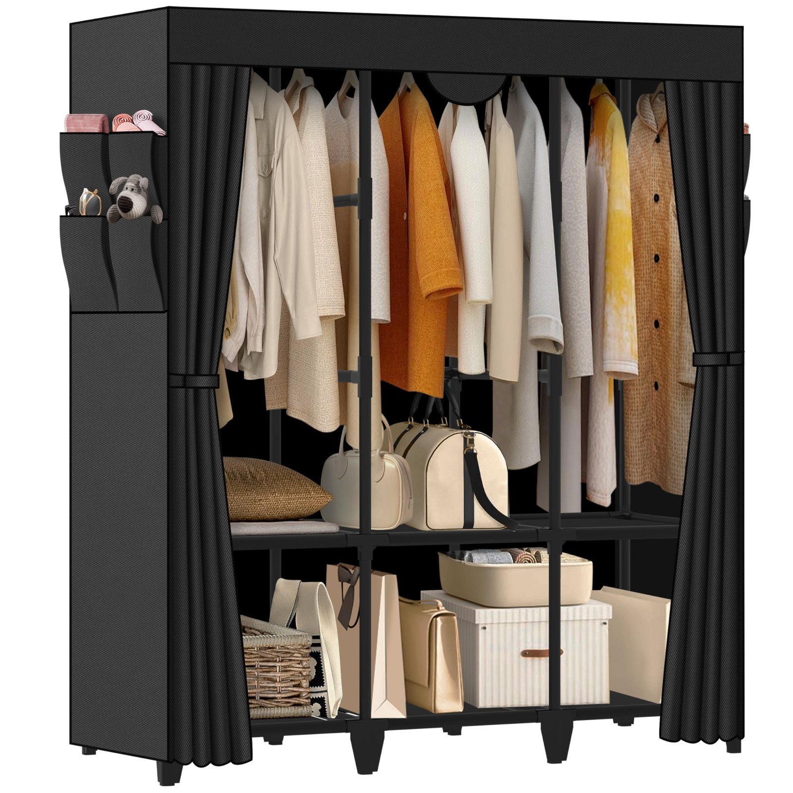 Large Portable Wardrobe Closet - Easy Assembly, 3 Hanging Rods, 6 Shelves, 8 Poc gallery