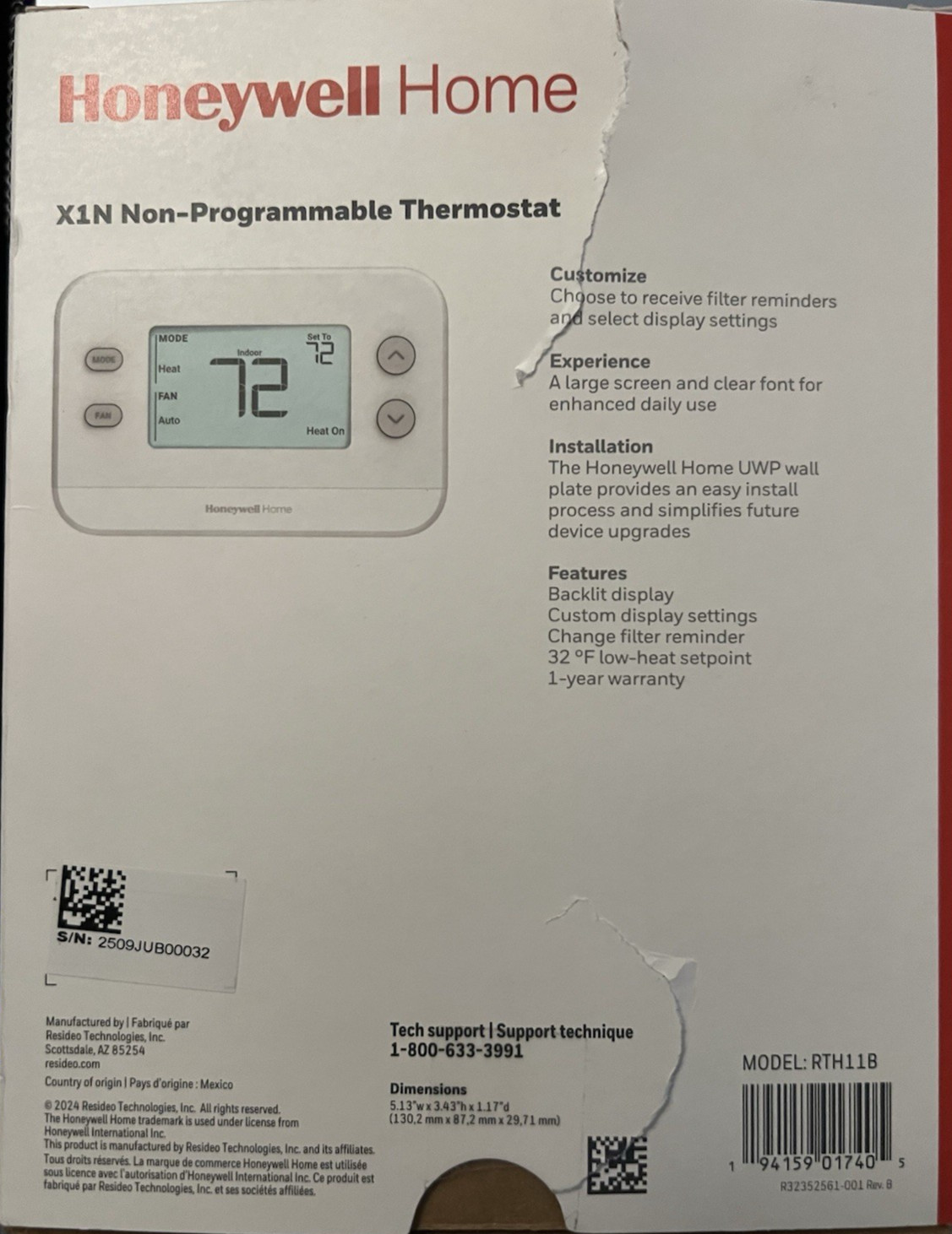 Honeywell Home X1N Non-Programmable Thermostat RTH11B gallery