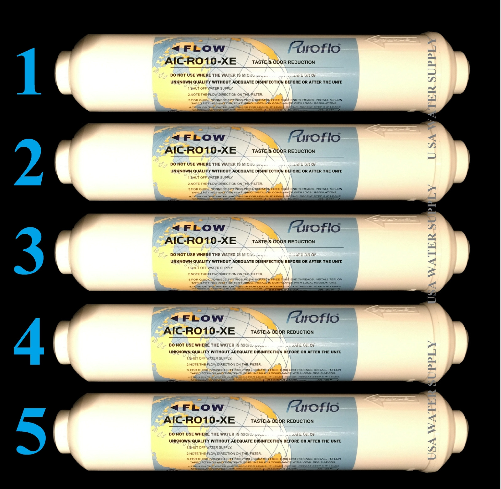 (5) Post Inline Carbon GAC Water Filters for Reverse Osmosis RO Systems Ice, RV gallery
