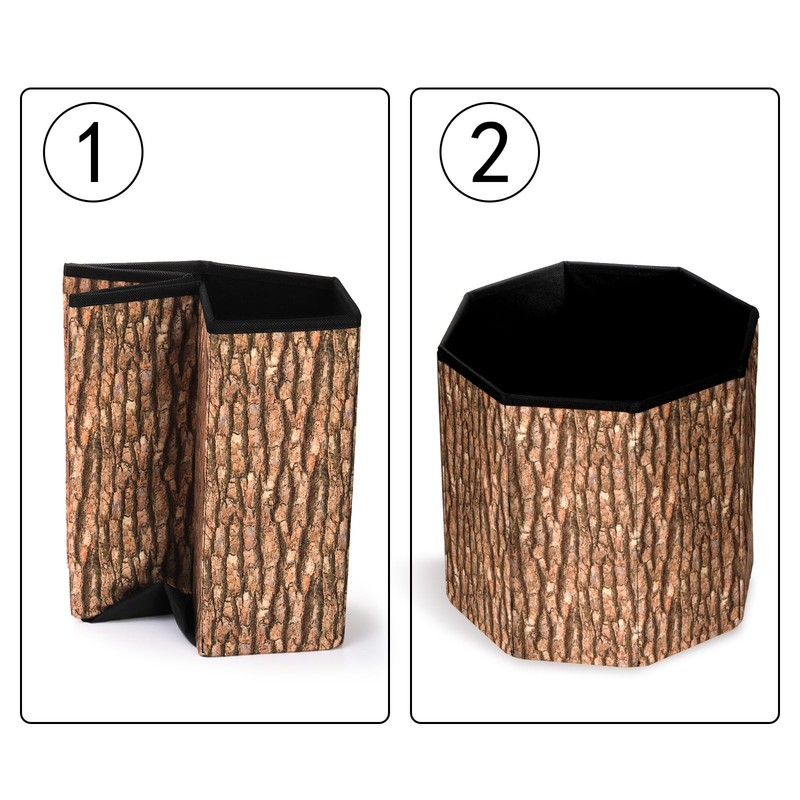 3 Pack Tree Stump Storage Stools, 12 x 12 Inches Folding Stool Ottoman with F... gallery