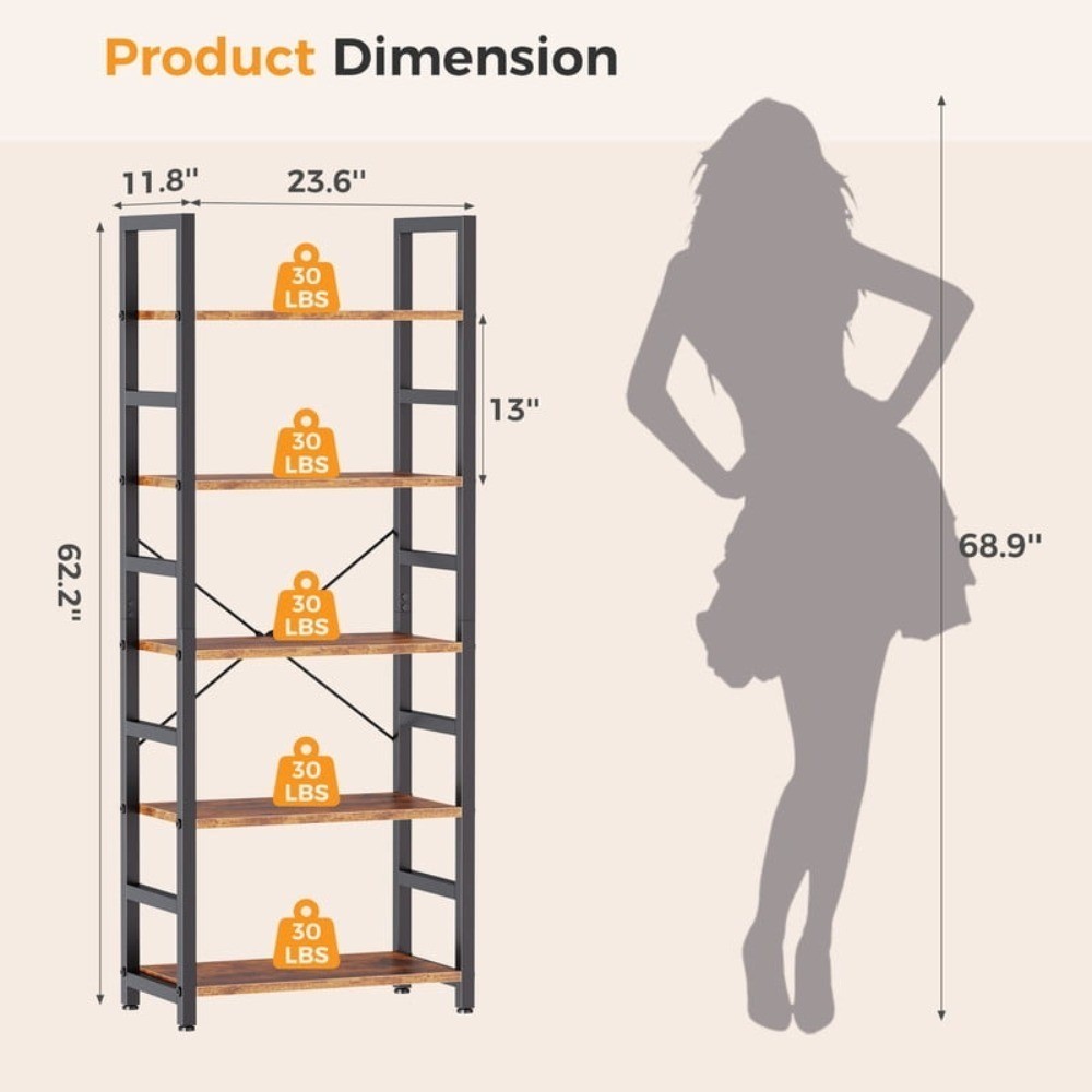 5 Bookshelf, Free Standing Shelf, Bookcase Shelf Storage Organizer gallery