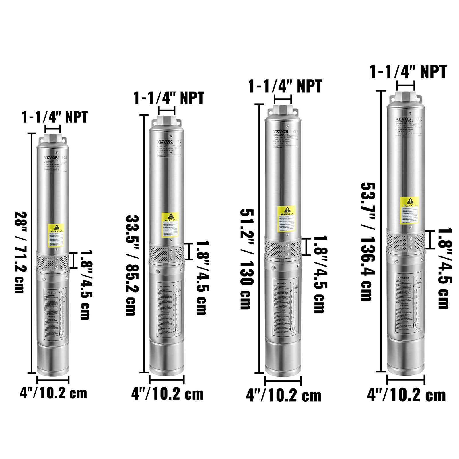 VEVOR Deep Well Submersible Pump Stainless Steel 3/0.5/1.5/2HP 230V 37GPM 640ft gallery
