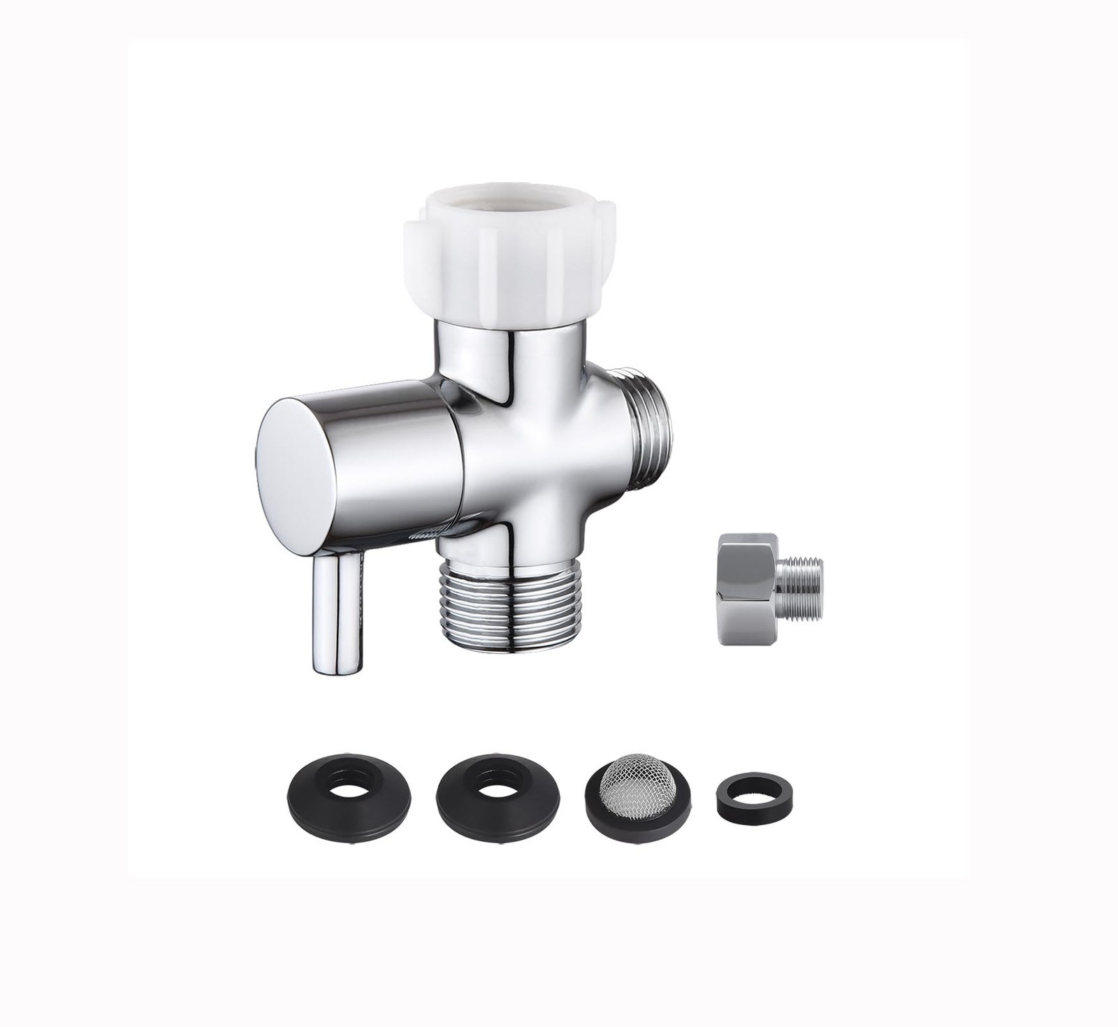 Walkinginrain Bidet T Adapter With Shut off Valve,3 7/8" or 15/16'', Chrome gallery