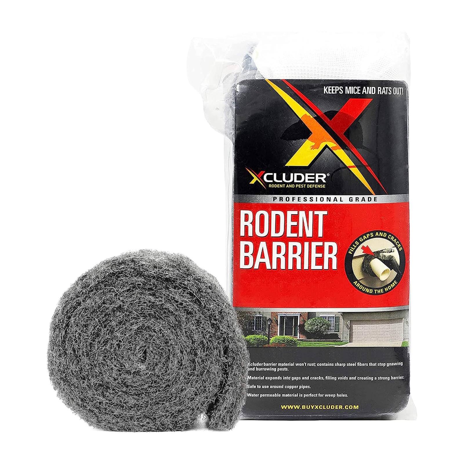 Xcluder Rodent Control Fill Fabric Roll, 4” x 10’ Stainless Steel Wo gallery