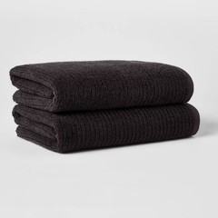2pk Quick Dry Ribbed Bath Towel Set