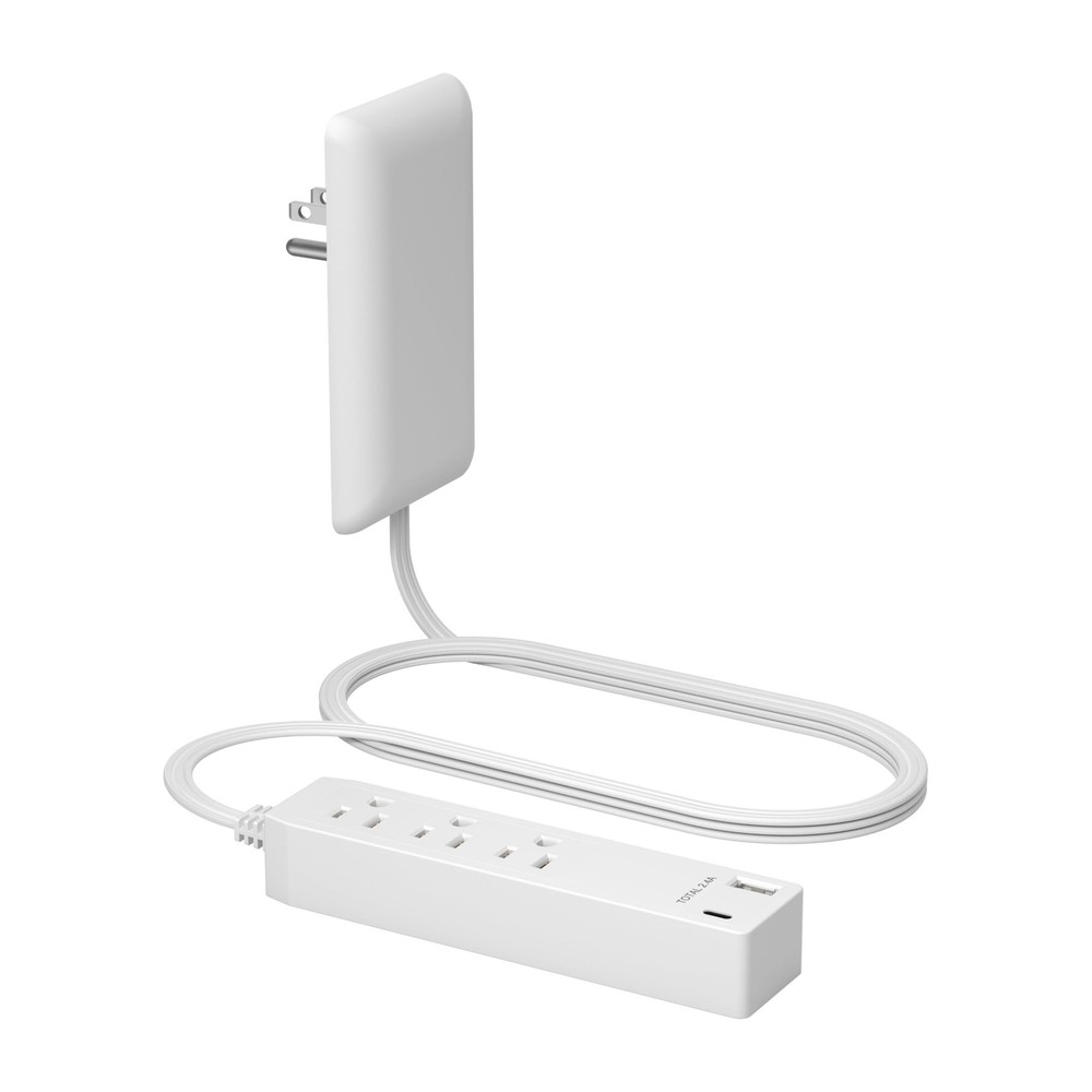 Outlet Extender with 3 Receptacles, 12W USB Type-A, and USB Type-C, USB Port,...