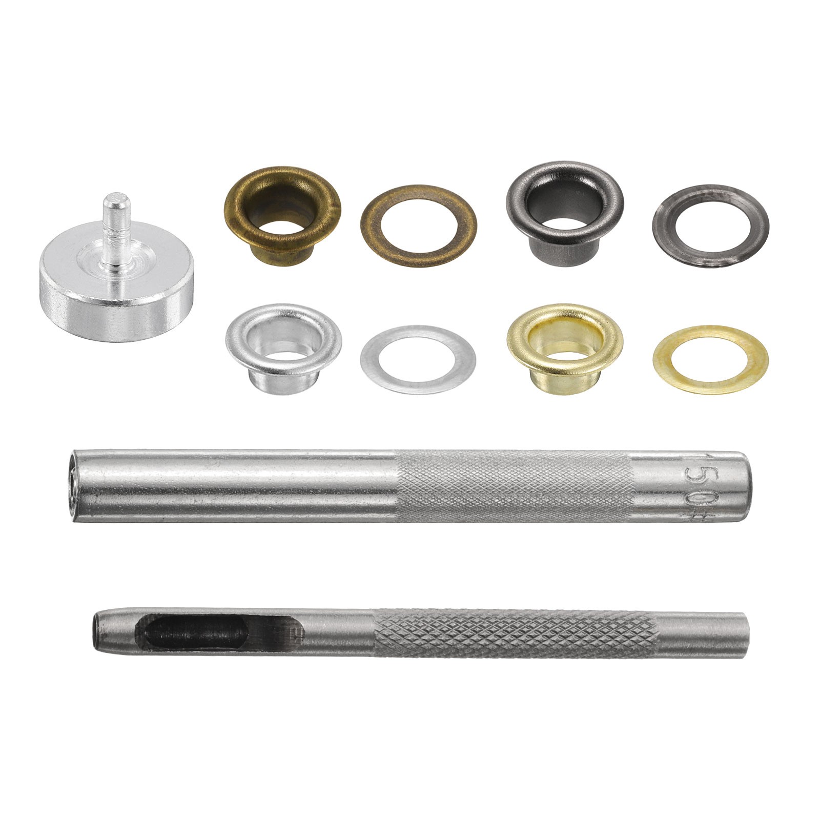 Grommet Eyelet Kit 800pcs 6mm Inner Dia with Tool, Gold,Silver,Gunmetal,Bronze gallery