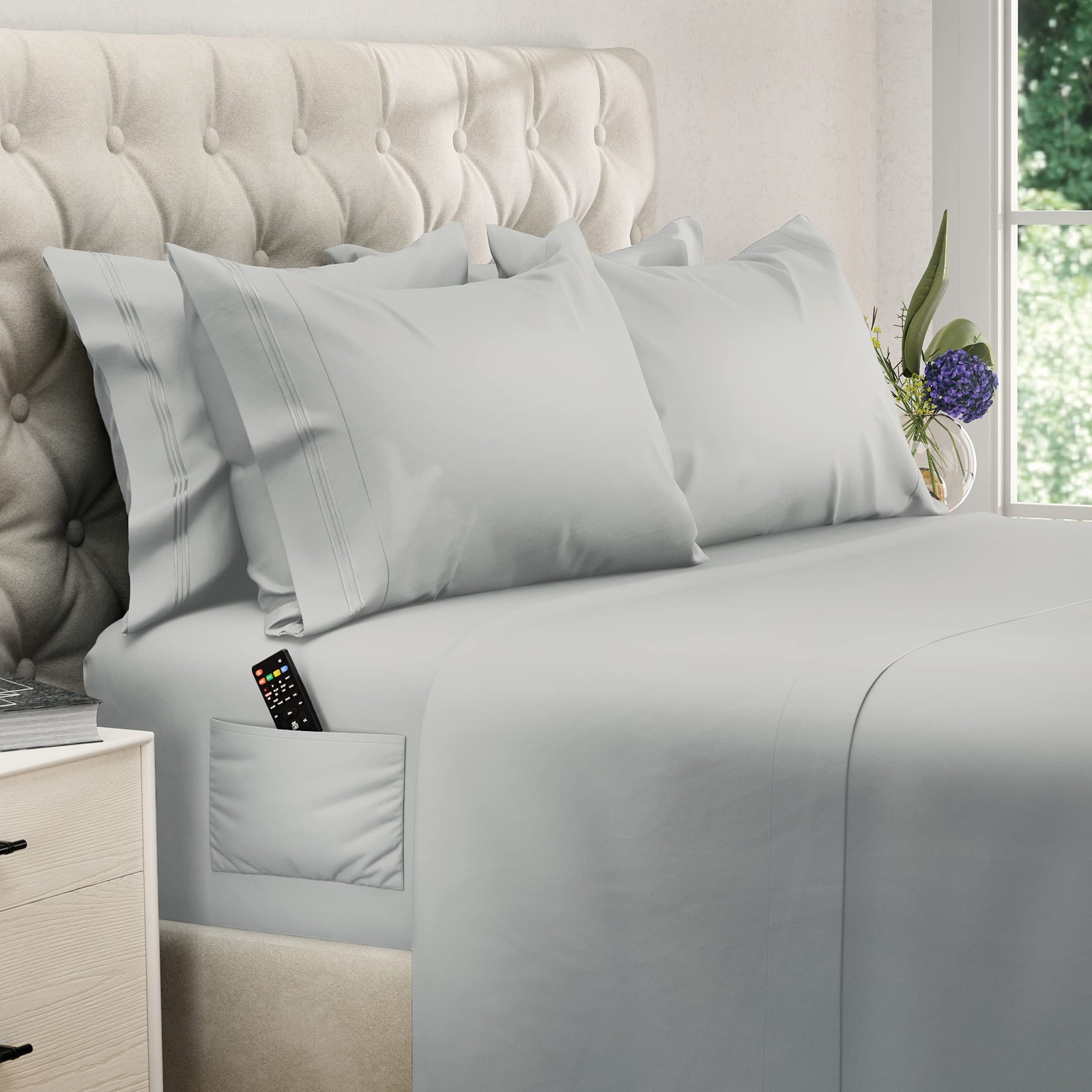 Queen Sheet Set - 6 pcs Breathable Cooling Bed Sheets - up to 15" Deep Pocket... gallery