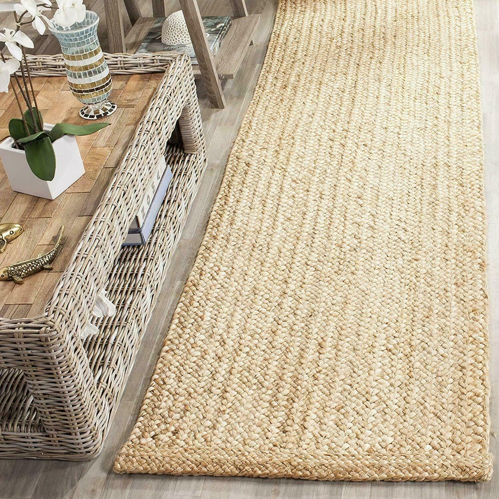 Jute Rug Carpet Runner Natural Rectangle Handmade Rustic Look Braided Stylish