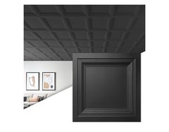 24-Pack Square Drop Ceiling Tile 2Ft X 2Ft in Black, PVC Ceiling Panel 24 X 24In