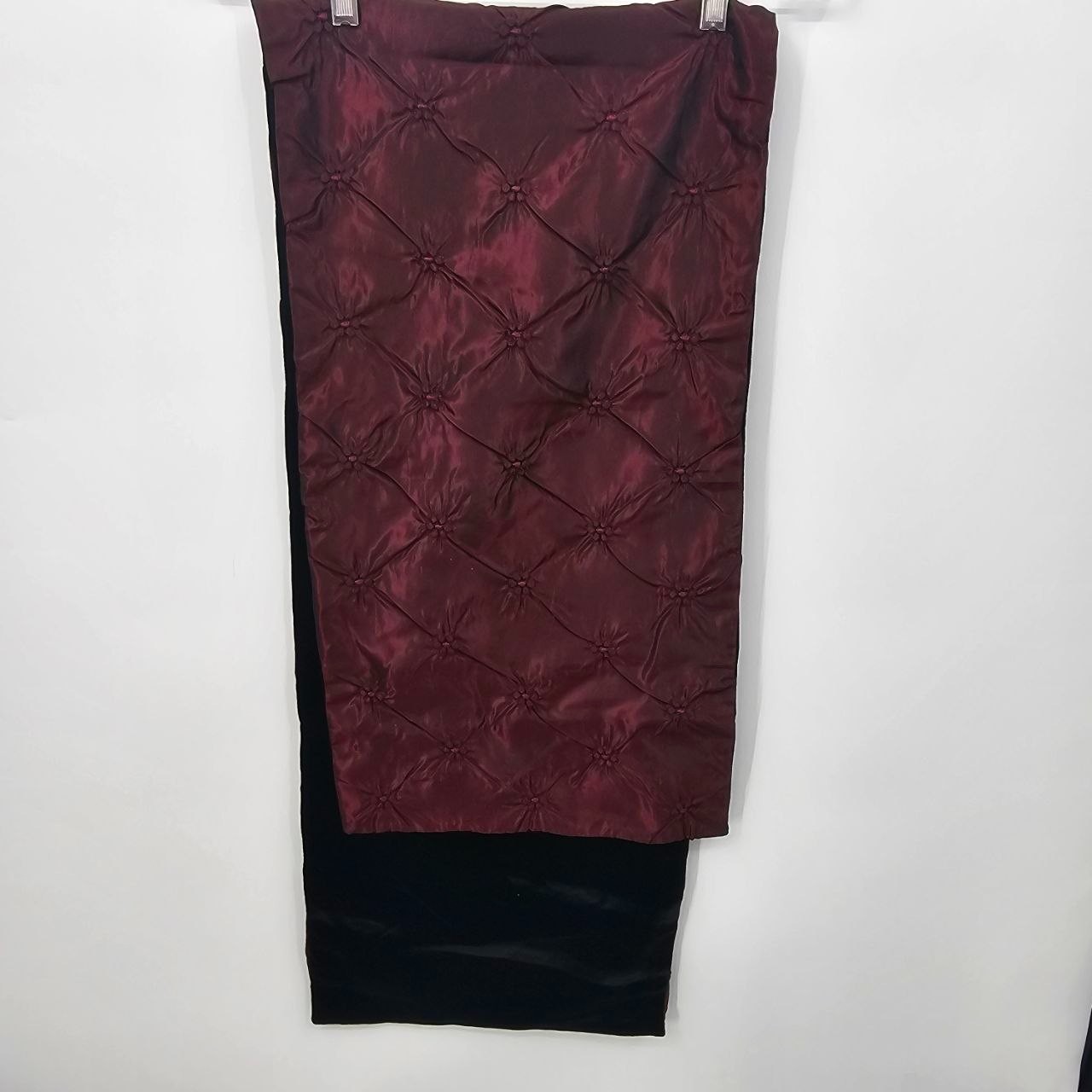 Reversible Velvet Table Runner 60" Maroon Black Diamond Quilted Luxury Holiday gallery