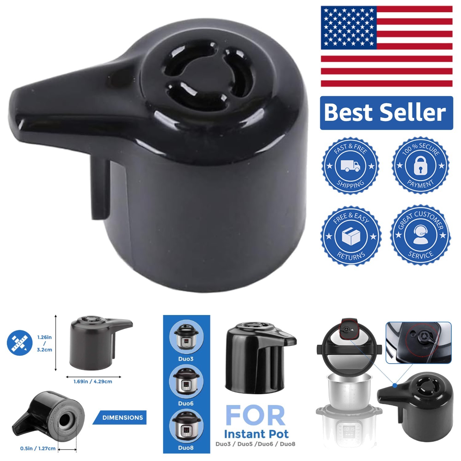 Universal Steam Release Handle for Instant Pot Duo & Duo Plus - Easy Install gallery