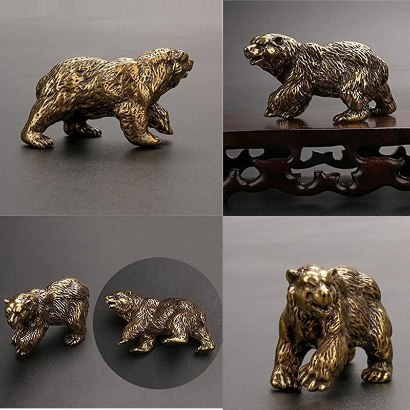 Solid Brass Bear Figurine Statue Animal Figurines Toy House Desktop Decoration gallery