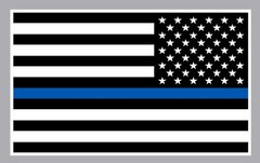 REFLECTIVE Black and WHITE FLAG THIN BLUE LINE DECAL Law Multiple Size Reversed