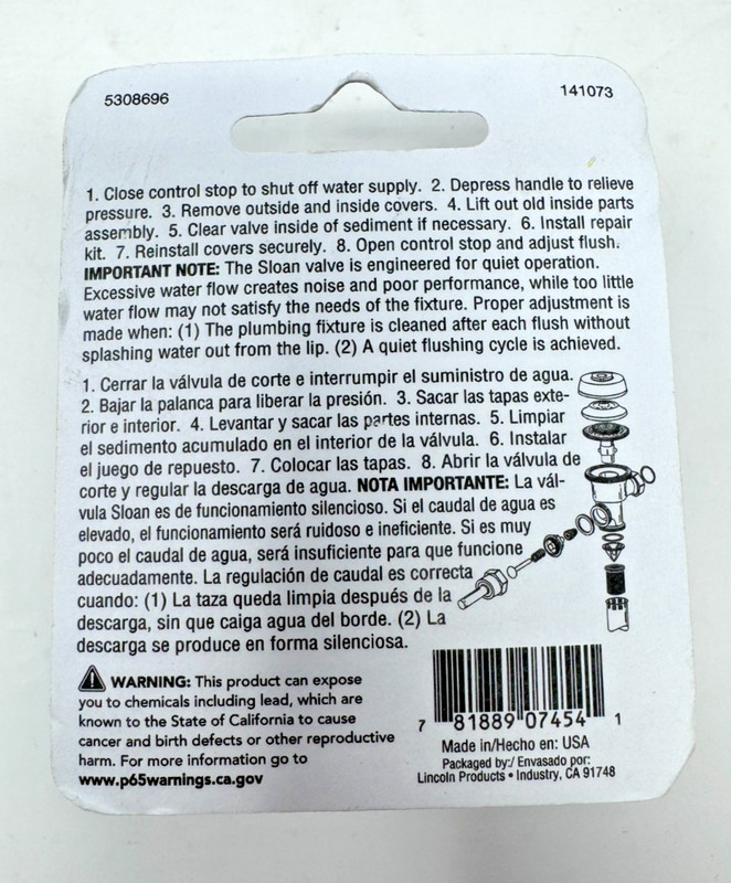 H-553 24 Pack Genuine SLOAN Flushometer Adjustable Tailpiece O-Ring 131073 gallery