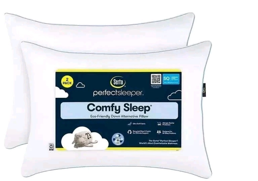 Serta Perfect Sleeper Comfy Sleep Eco-Friendly Bed Pillow, 2 Pack. gallery