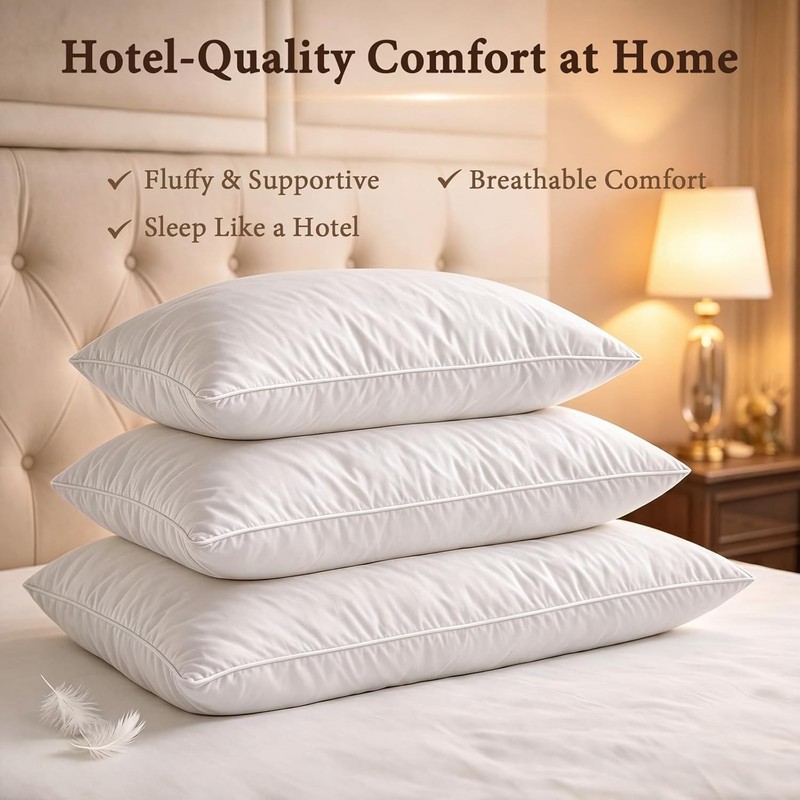 Goose Down Feather Standard/Queen Pillow, Luxury Hotel Collection Bed Pillow ... gallery