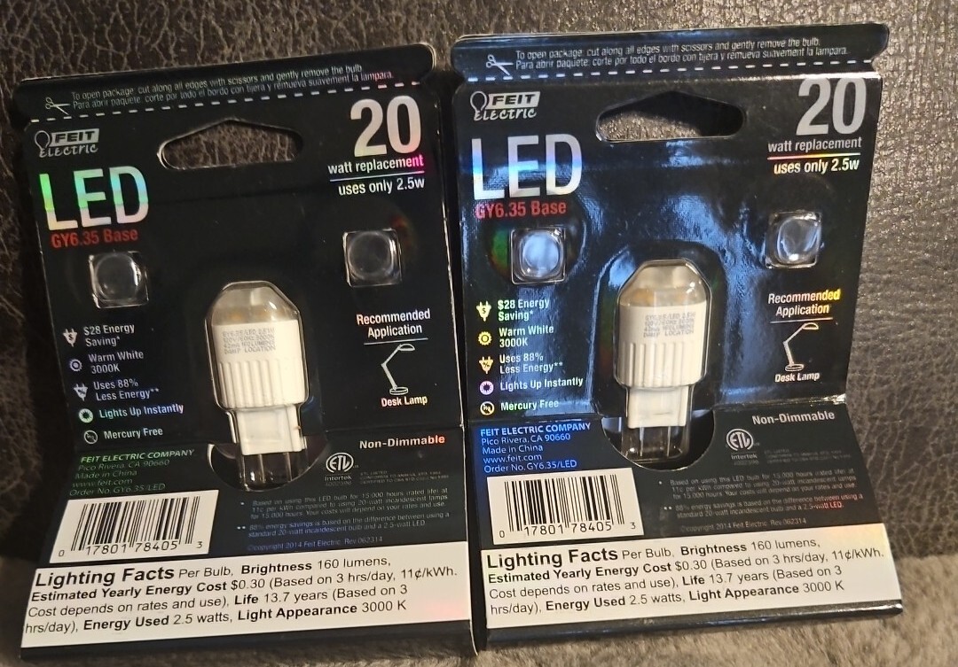 FEIT ELECTRIC 20 WATT REPLACEMENT LED G8 BI-PIN BASE BULB 120 volt (2) gallery
