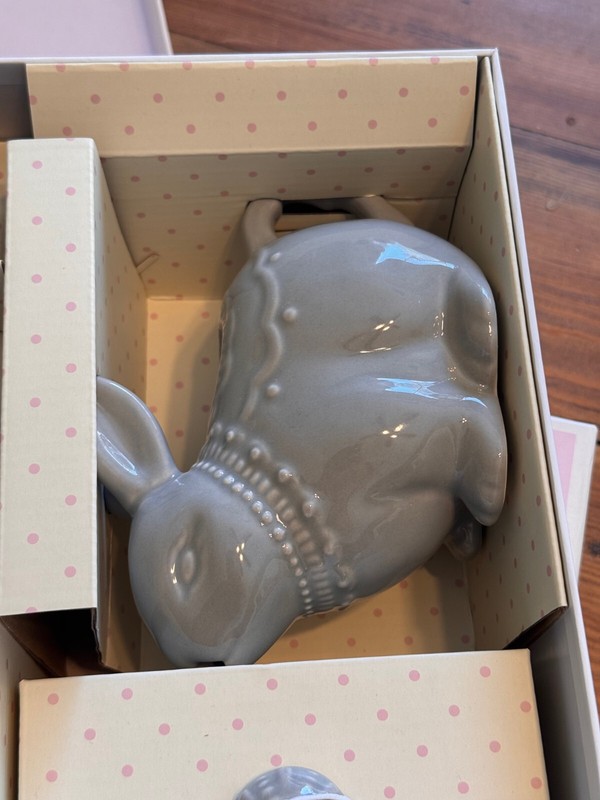 Pottery Barn Bunny Tea Set Gary Ceramic Glazed Finish Playful Tableware-NEW gallery