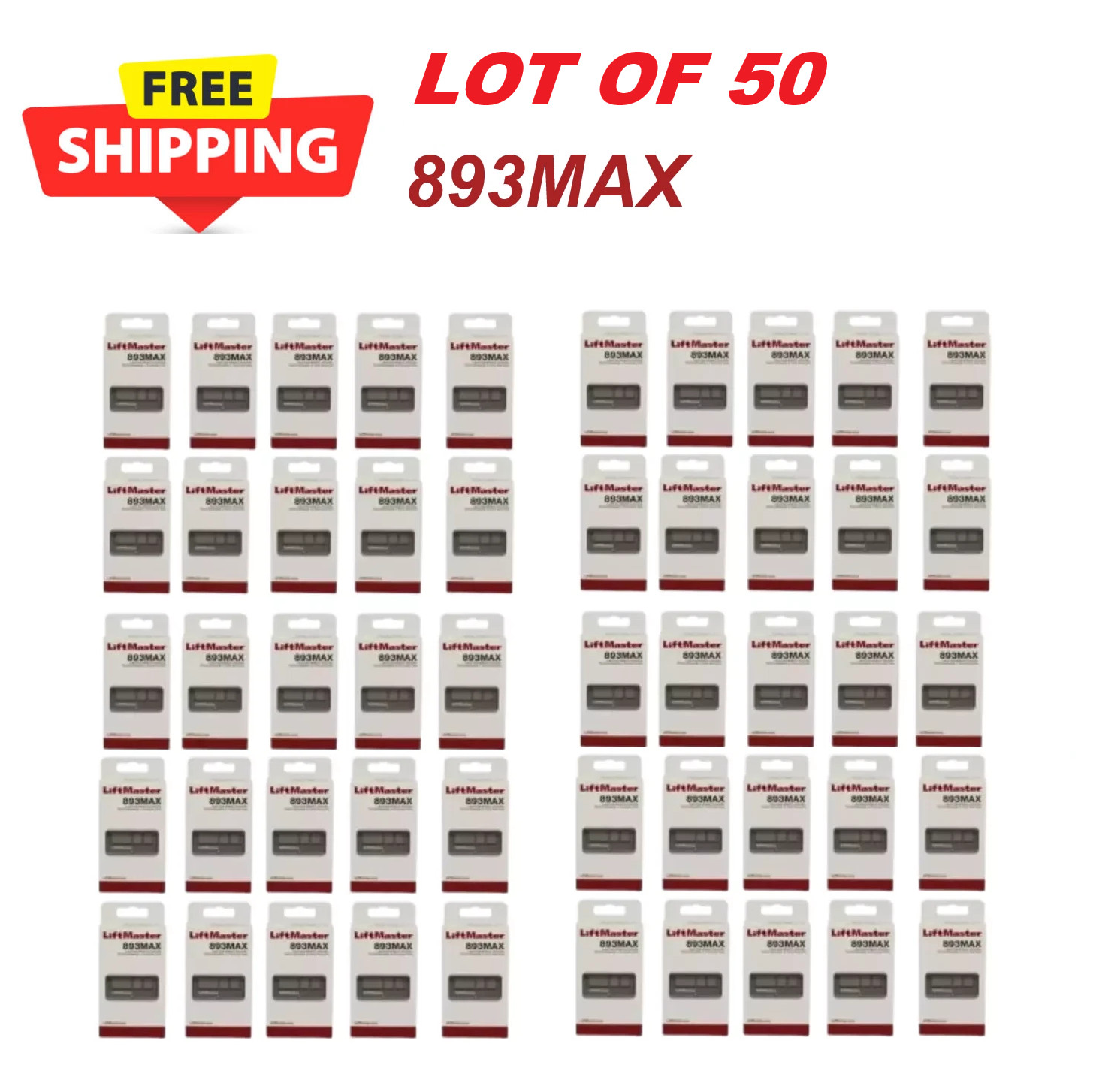 50 Pack 893MAX LiftMaster OEM 3 Button Remote Control Garage Door Opener gallery