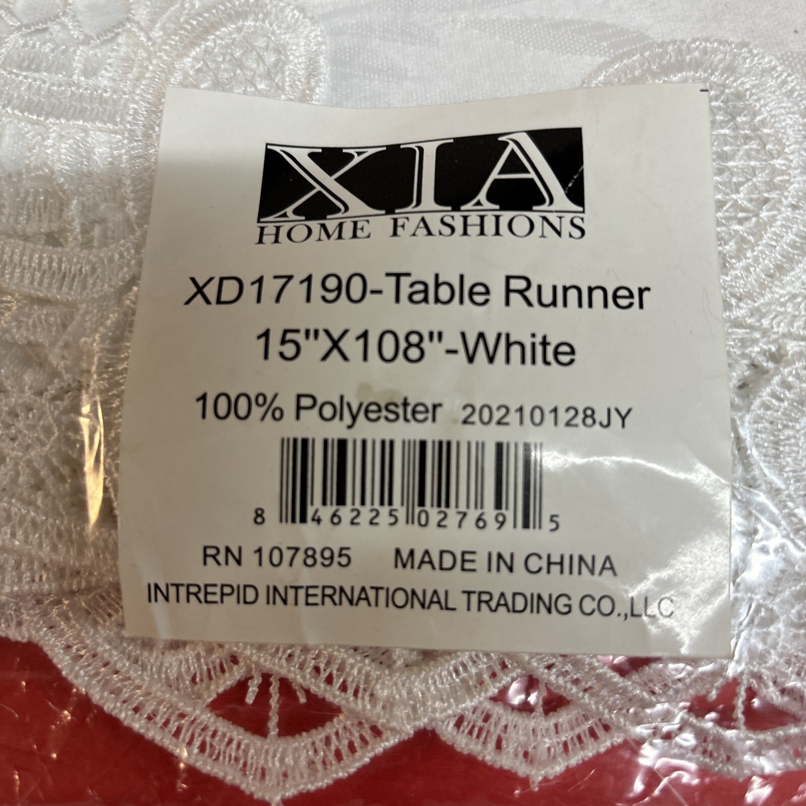 Xia Home Fashions XD17190 - Table Runner 15x108 in White 100% Polyester gallery