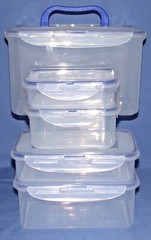 Lock & Lock 5 Containers 152oz w/handle in Lid 47oz 27oz 20oz 12oz Rectangles
