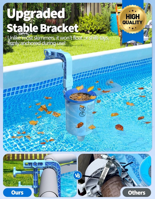 Above Ground Pool Surface Skimmer with 3 Filter Socks, Wall Mount & Floating Des gallery