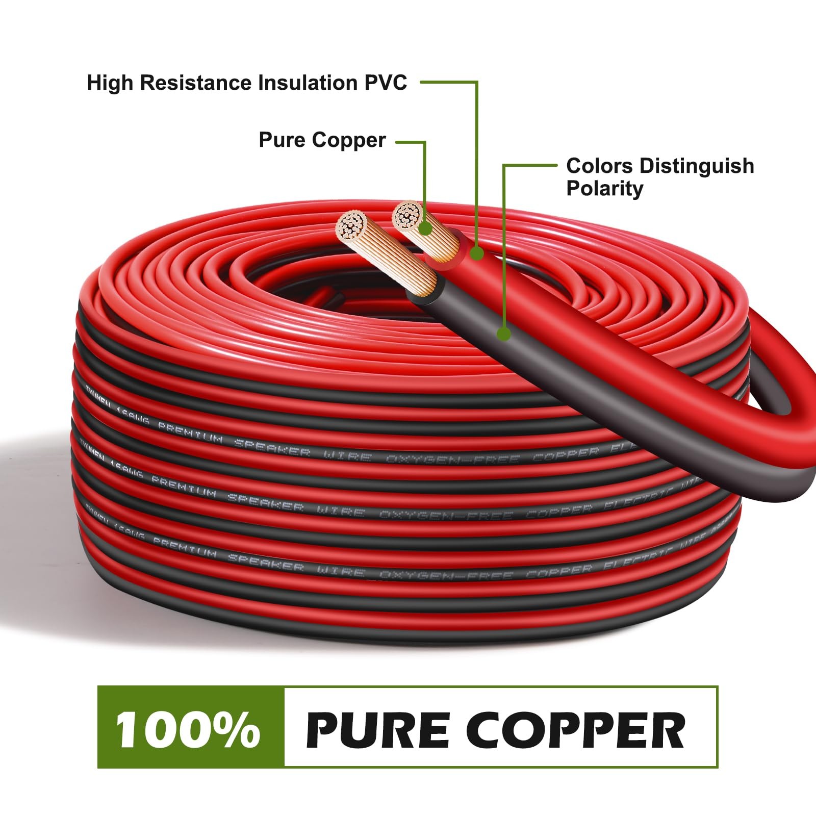100FT 22/2 Red Black Extension Cord, 22AWG, OFC, 12V/24V DC, LED Strip Wire gallery