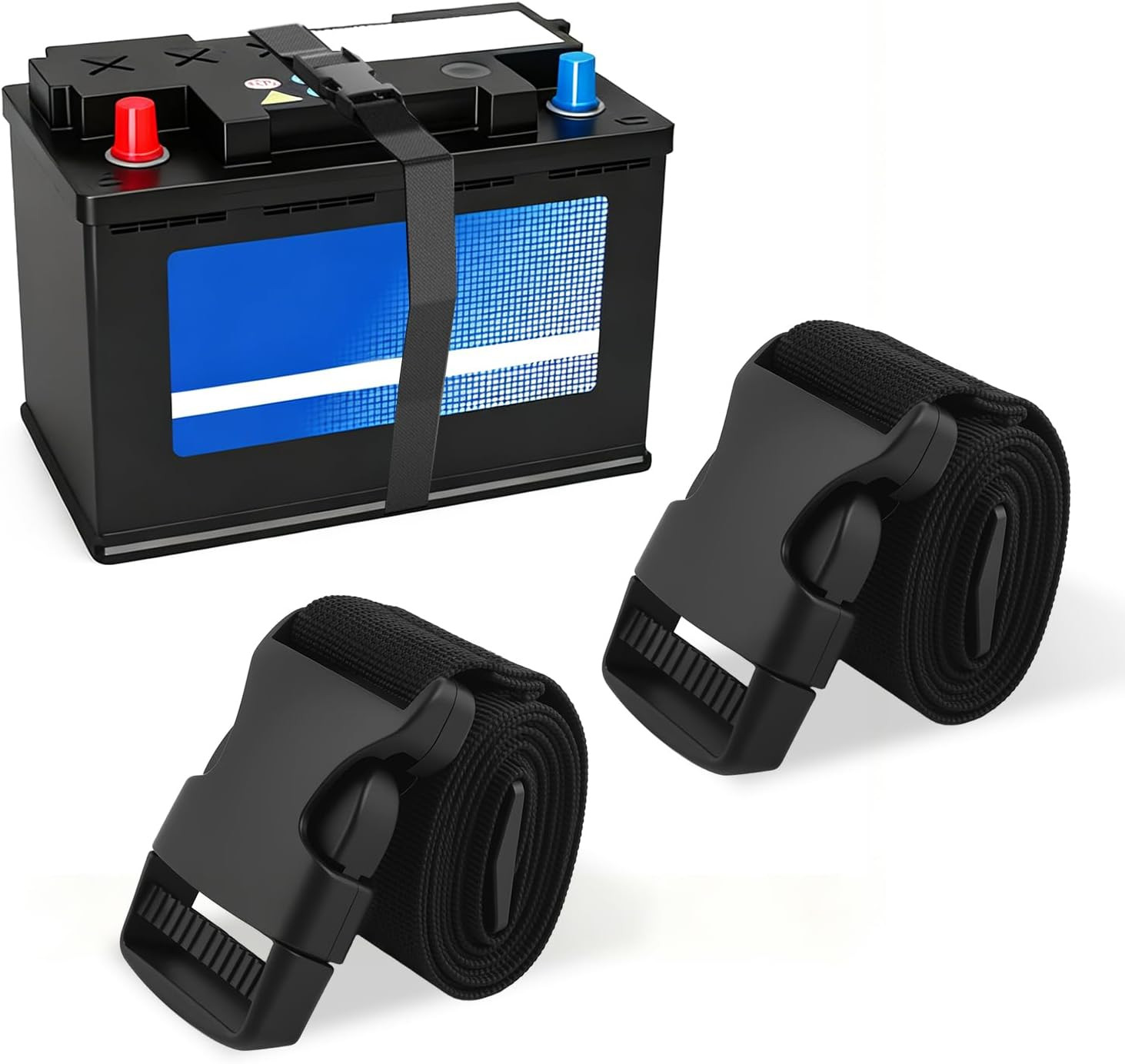 2Pcs 39" Car Battery Tie Down Strap with Elastic Buckle Adjustable Battery Strap gallery
