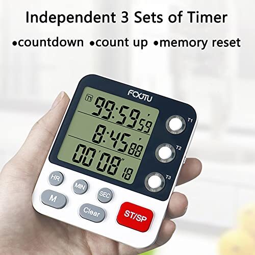 Digital Dual Kitchen Timer, 3 Channels Count UP/Down Timer, Triple Timer gallery