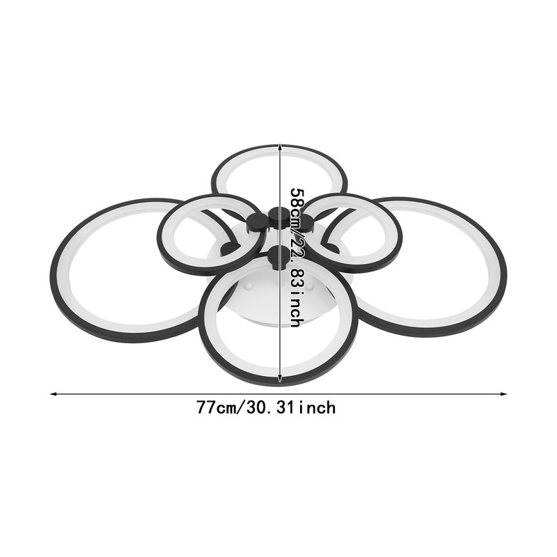 Led Ceiling Light 3500k-6500k Flush Mount Fixture Dimmable 6 Rings Daylight gallery
