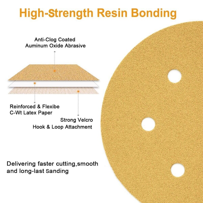 50/100PCS 6 inch Hook Loop Sanding Discs 80 120 180 Grit 6-Hole Sander Sandpaper gallery