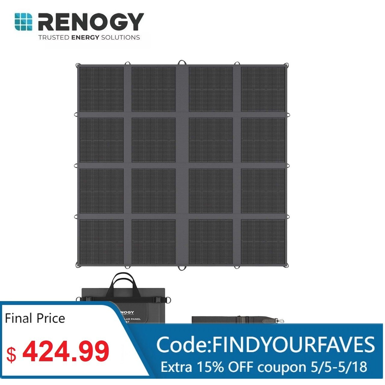 Renogy 400W Solar Panel Blanket Portable Solar Suitcase Foldable Solar Panel gallery