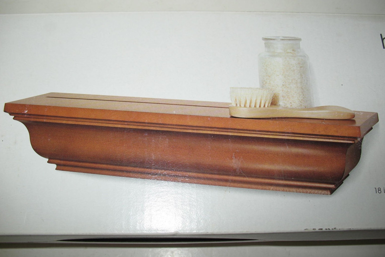 New Target Home Floating Honey Finish Wood Wall Shelves Crown Molding gallery