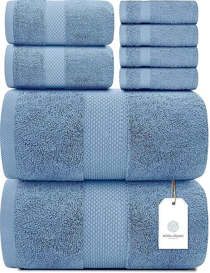 Luxury Light Blue Bath Towel Set - Spa Soft Cotton 2/Bath 2Hand 4/Wash 8 Piece gallery