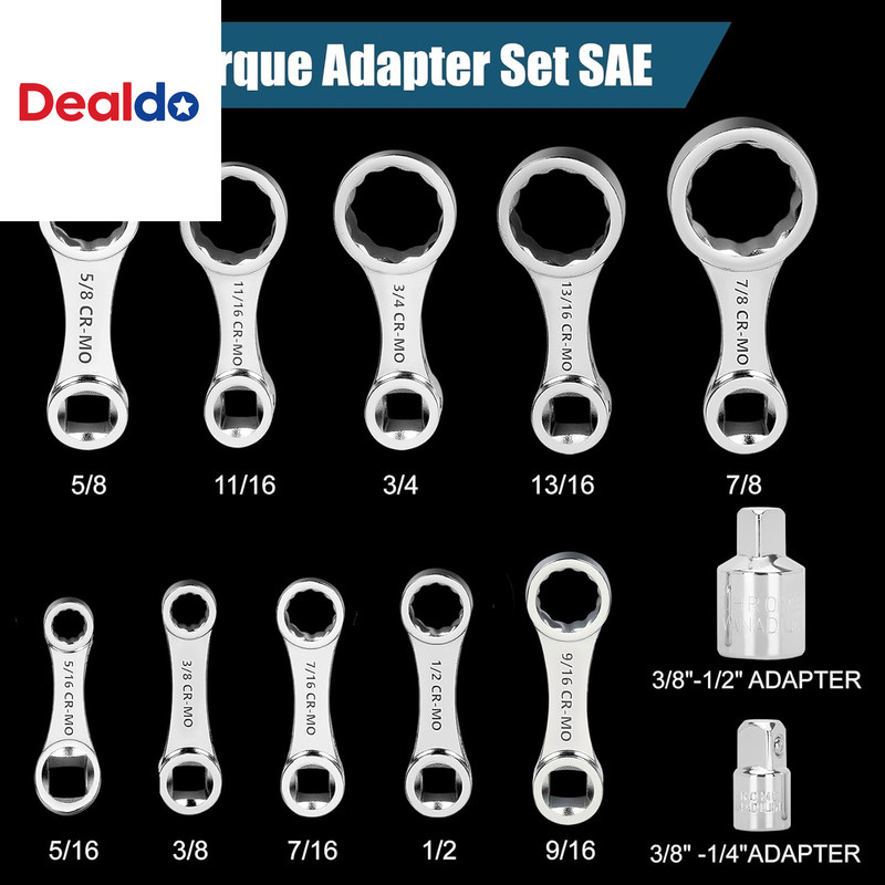 Torque Adapter Set SAE 12PCS, Includes 5/16", 3/8", 7/16", 1/2", 9/16", 5/8", 11 gallery