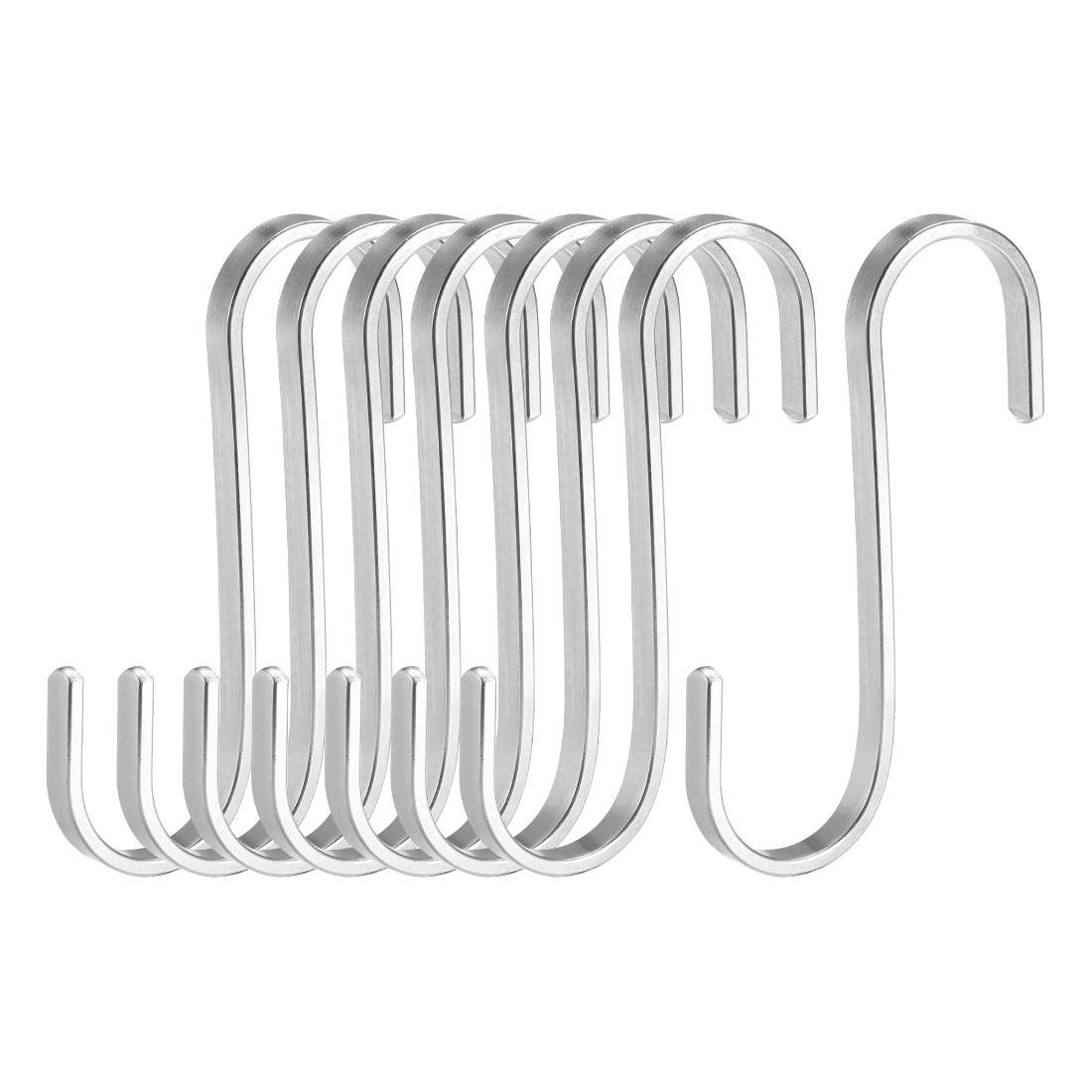 Stainless Steel S Hooks 3 Inch Flat S Shaped Hangers Multiple Uses 8pcs gallery