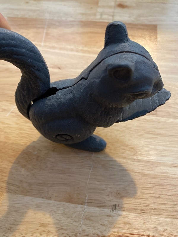 Squirrel Nutcracker Nut Cracker Cast Iron Metal Hefty Patina Collector Holidays gallery