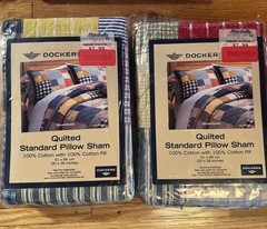 Docker Quilted Standard Pillow Sham 100% Cotton Two Brand New Un Opened 20 X 26”