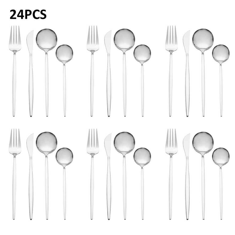 24pcs Silverware Set for 6, Flatware Stainless Steel Cutlery Utensil Kitchen
