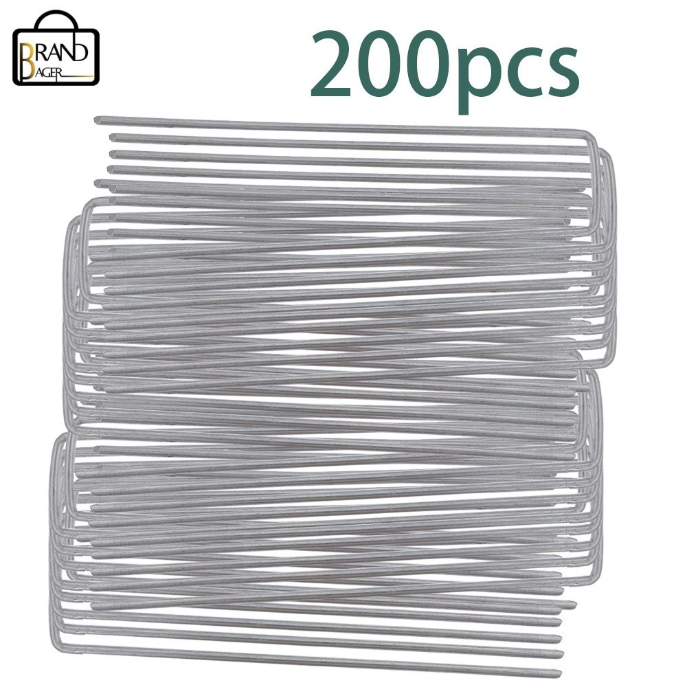 200 Pack 6" High Quality Landscape Staples Garden Stakes Galvanized Sod Staples gallery