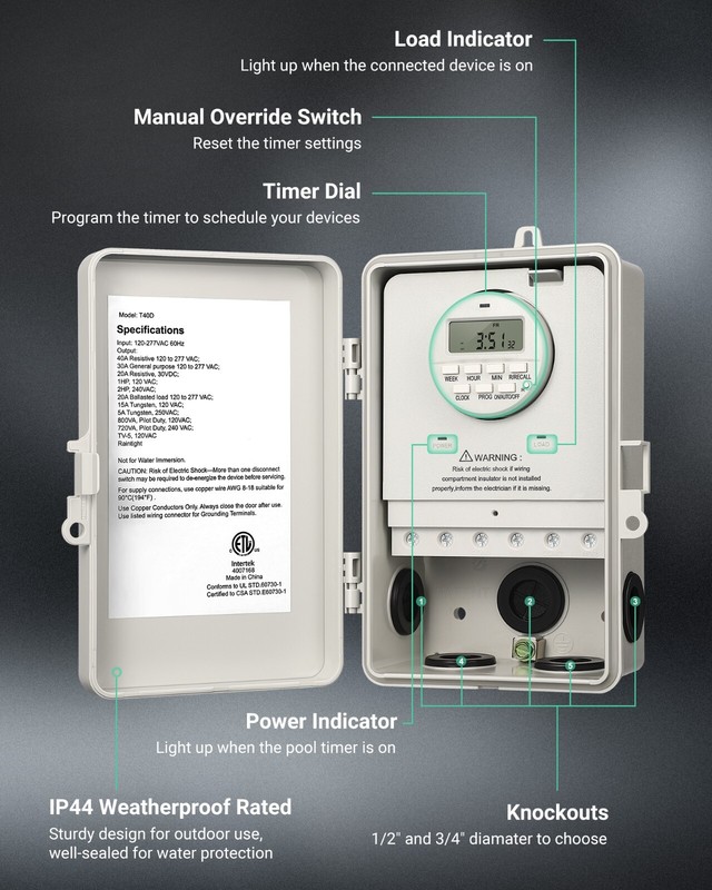 DEWENWILS Digital Pool Pump Timer, 7-Day 20 ON/Off Programmable Water Heater gallery